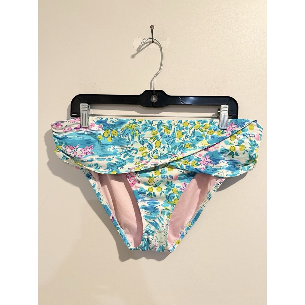 Lilly Pulitzer Lagoon Sarong Hipster Bikini Bottom folded sarong waist Size 12
